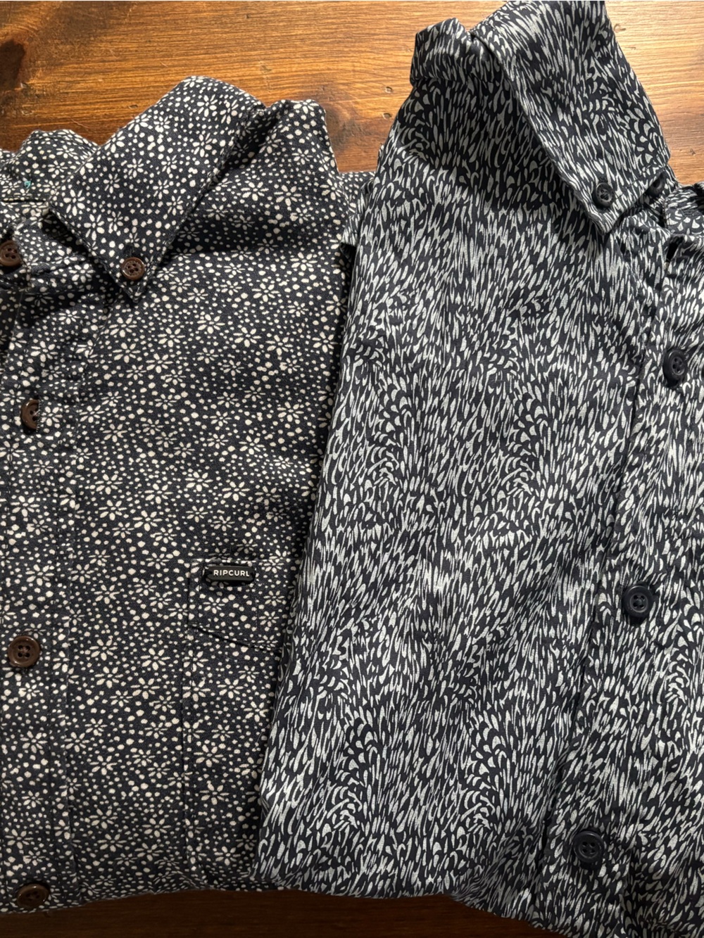 Rip Curl Navy/White Button-Up Shirts, selling together. Barely worn, need iron.